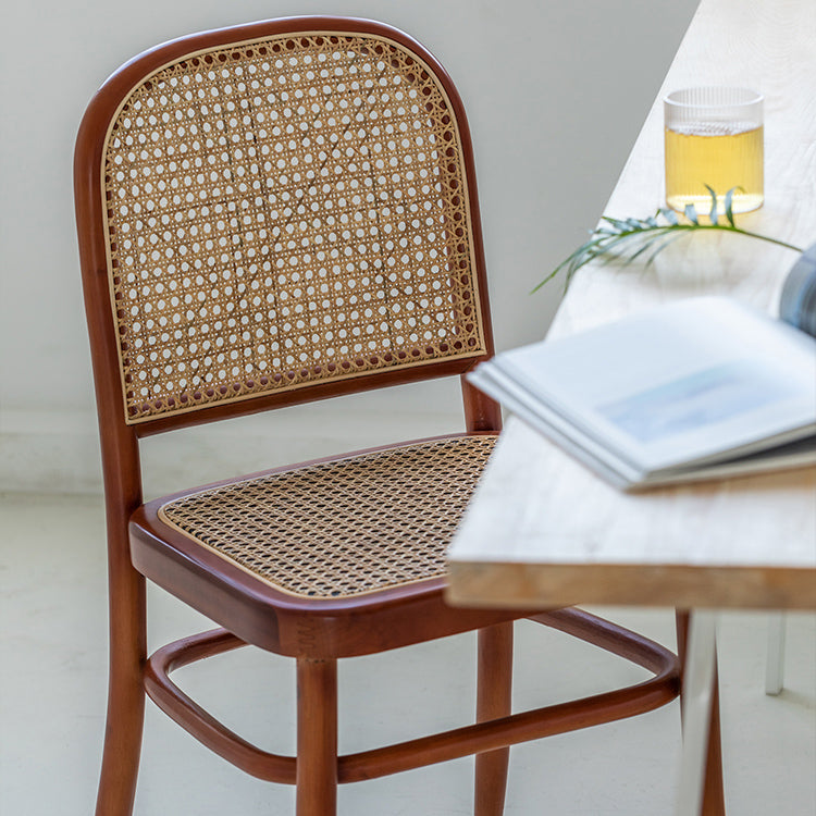 Silla de madera maciza de estilo tradicional, sillas laterales de comedor con respaldo abierto para cocina