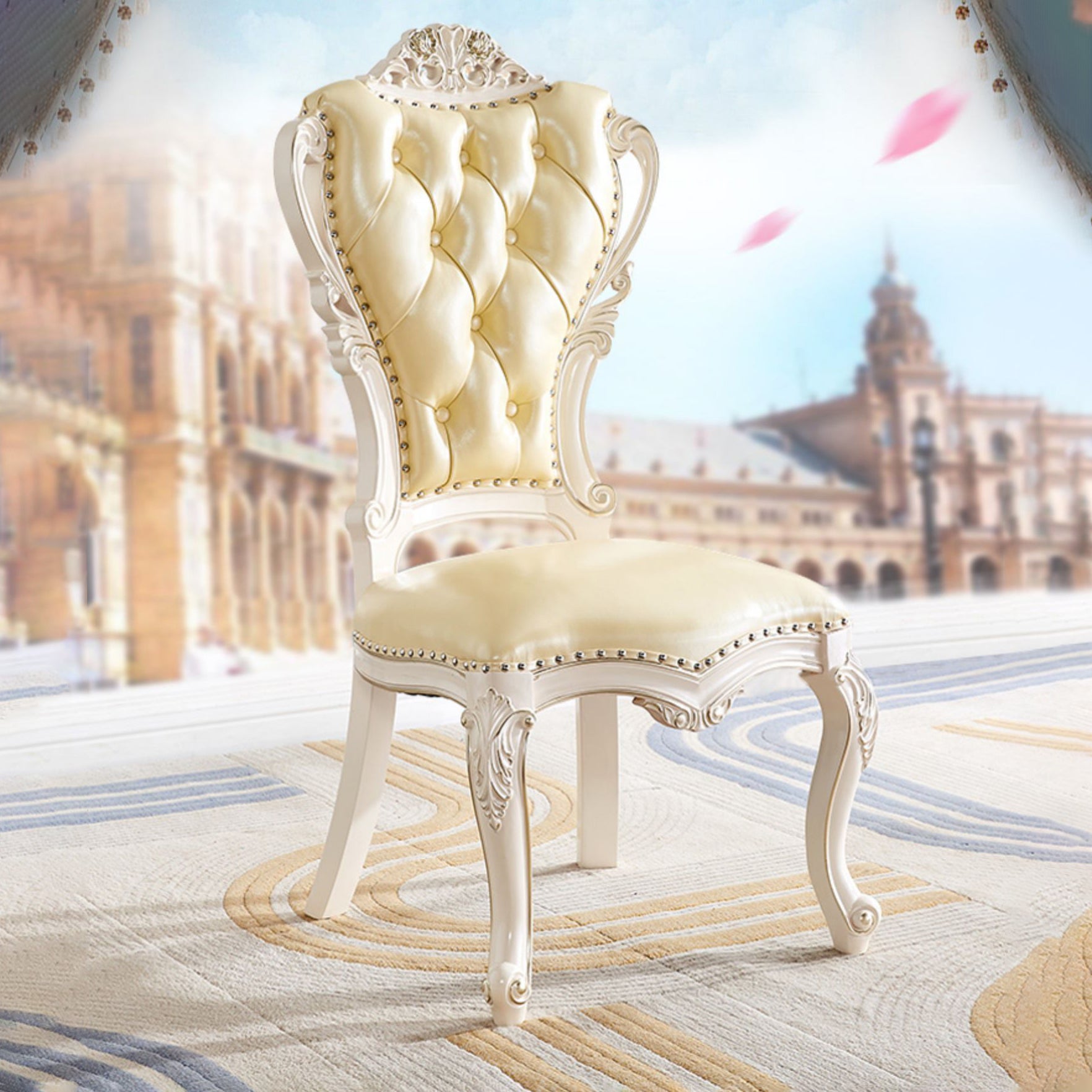 Silla auxiliar de comedor de estilo victoriano, sillas auxiliares sin brazos para uso doméstico (juego de 2)