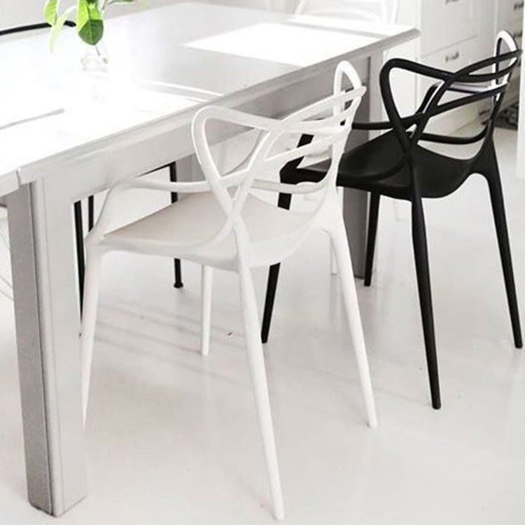 Silla de comedor de cocina de estilo moderno, sillas laterales de brazo de comedor de plástico