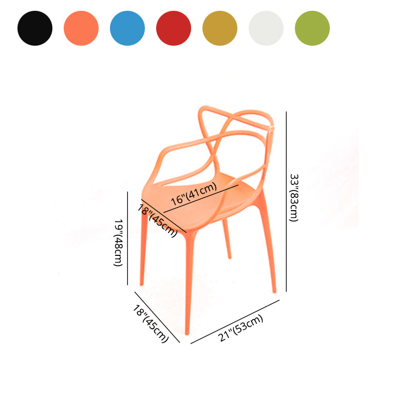 Silla de comedor de cocina de estilo moderno, sillas laterales de brazo de comedor de plástico