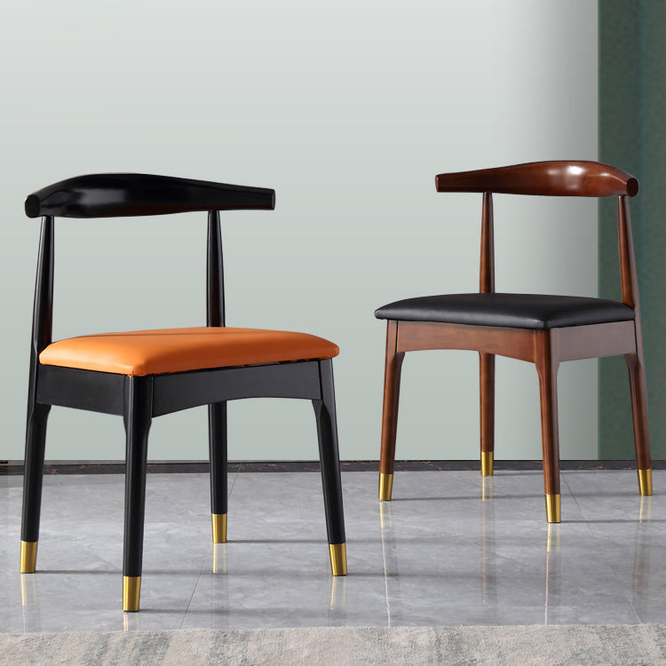 Silla lateral interior escandinava tapizada en madera Silla de comedor con respaldo abierto