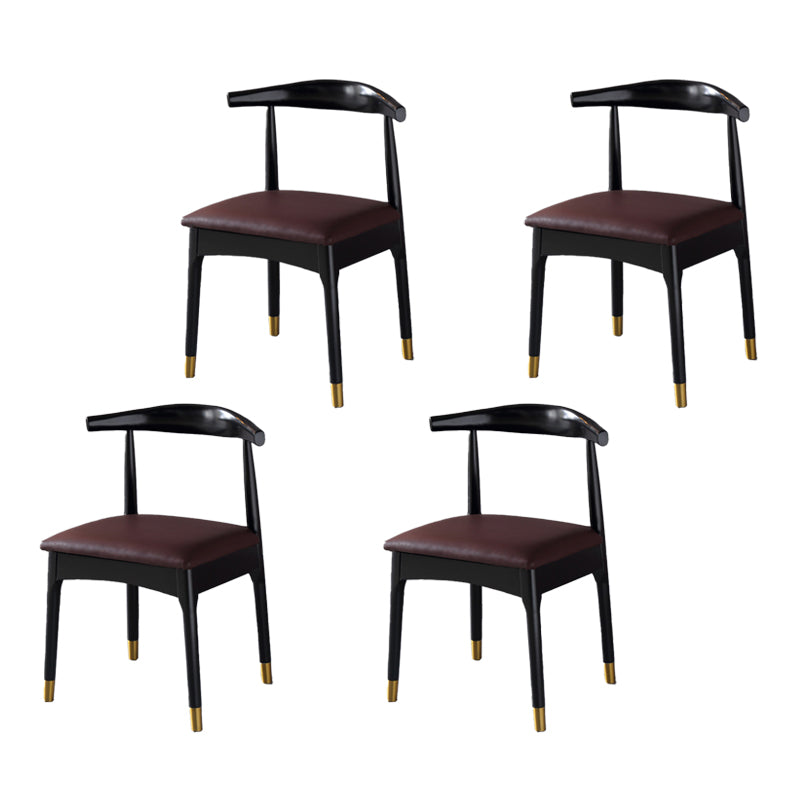 Silla lateral interior escandinava tapizada en madera Silla de comedor con respaldo abierto