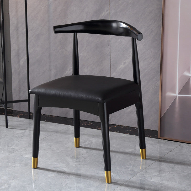 Chaise d'appoint d'intérieur scandinave, chaise de salle à manger rembourrée en bois à dossier ouvert