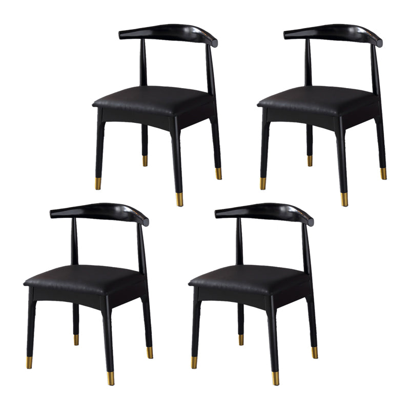 Silla lateral interior escandinava tapizada en madera Silla de comedor con respaldo abierto