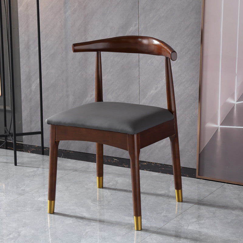 Silla lateral interior escandinava tapizada en madera Silla de comedor con respaldo abierto