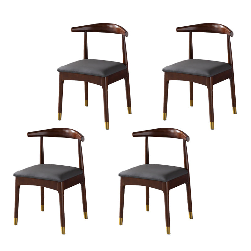 Silla lateral interior escandinava tapizada en madera Silla de comedor con respaldo abierto