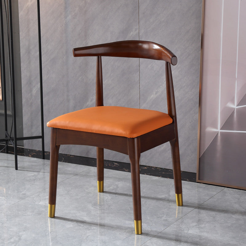 Silla lateral interior escandinava tapizada en madera Silla de comedor con respaldo abierto