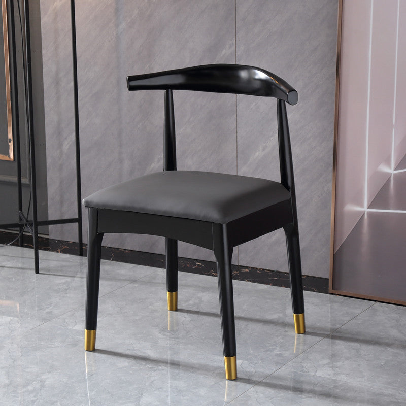 Chaise d'appoint d'intérieur scandinave, chaise de salle à manger rembourrée en bois à dossier ouvert