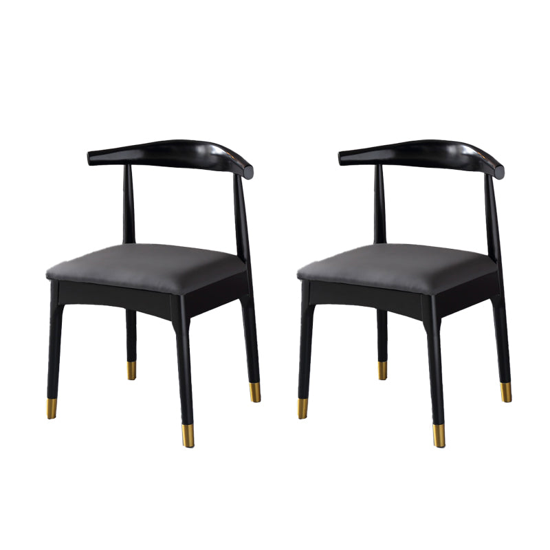Silla lateral interior escandinava tapizada en madera Silla de comedor con respaldo abierto
