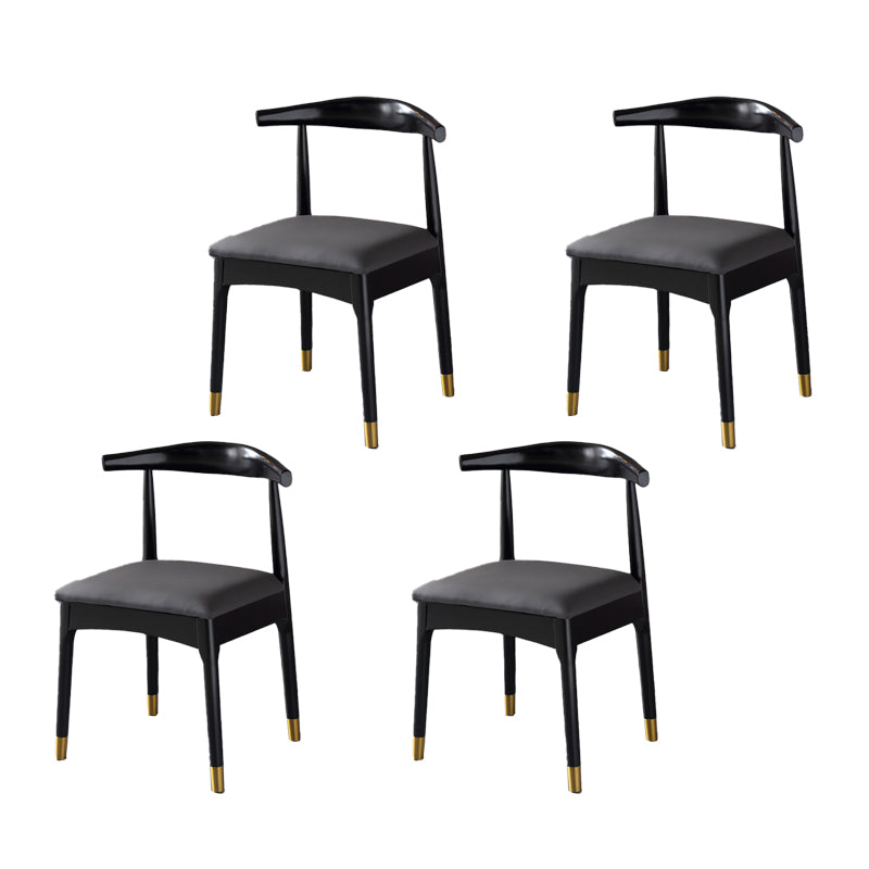 Silla lateral interior escandinava tapizada en madera Silla de comedor con respaldo abierto