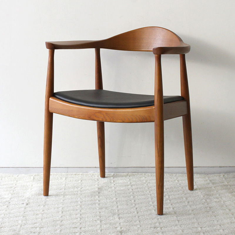 Silla de madera de fresno de estilo tradicional, juego de sillas de comedor de cocina con brazo trasero abierto