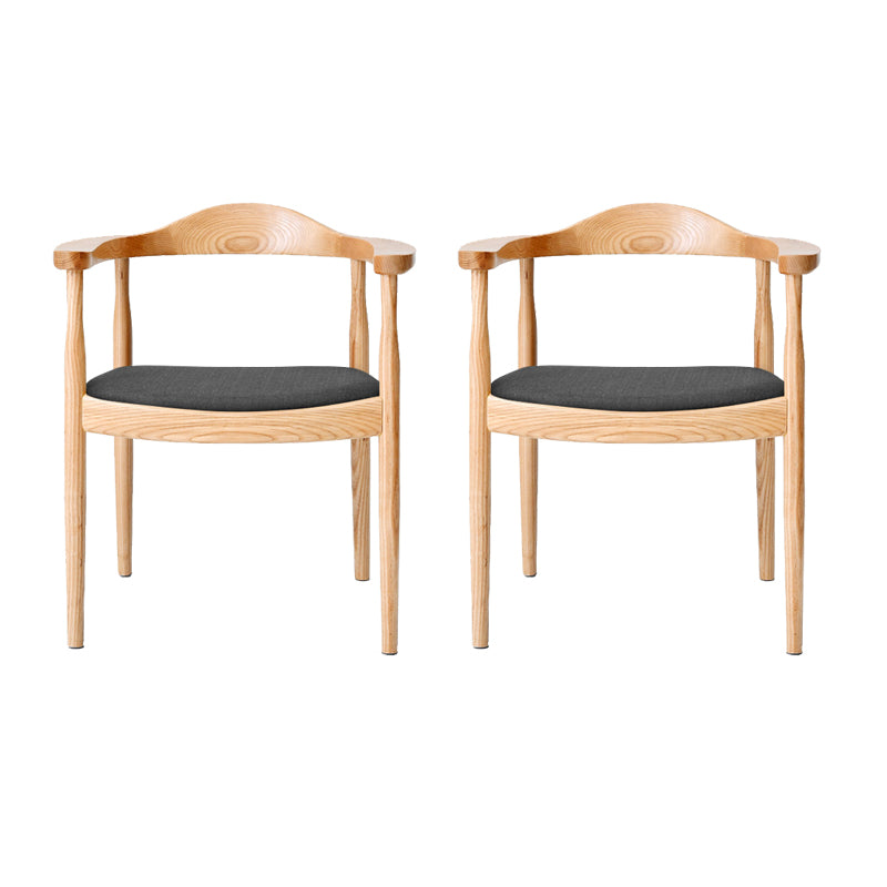 Silla de madera de fresno de estilo tradicional, juego de sillas de comedor de cocina con brazo trasero abierto