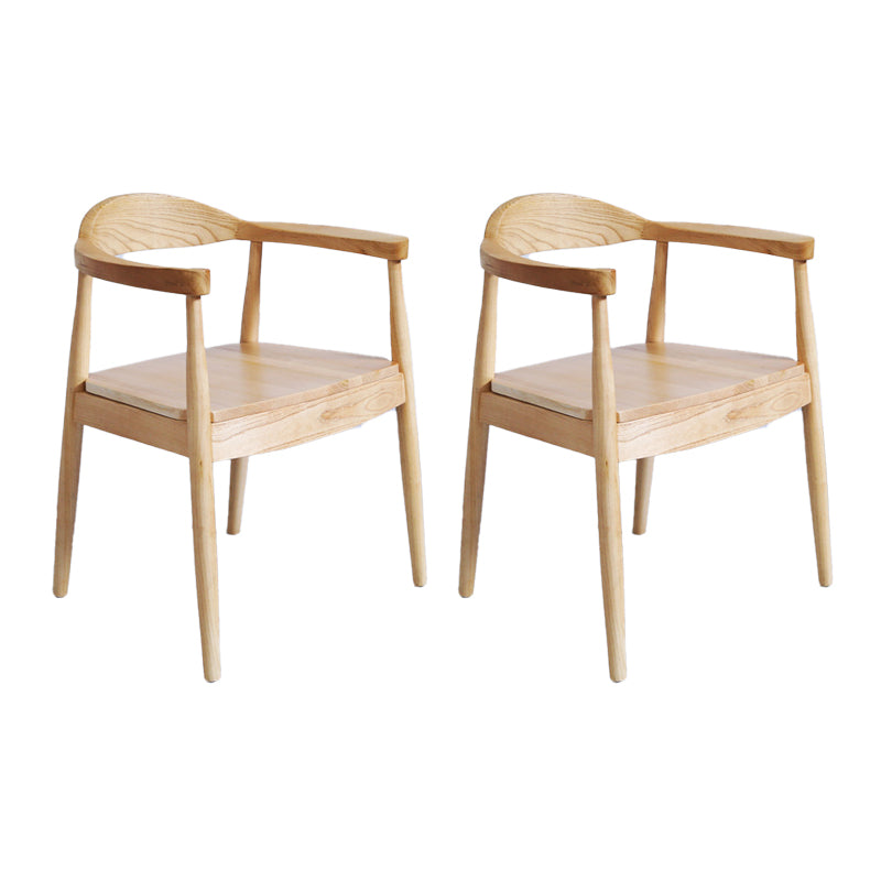 Silla de madera de fresno de estilo tradicional, juego de sillas de comedor de cocina con brazo trasero abierto