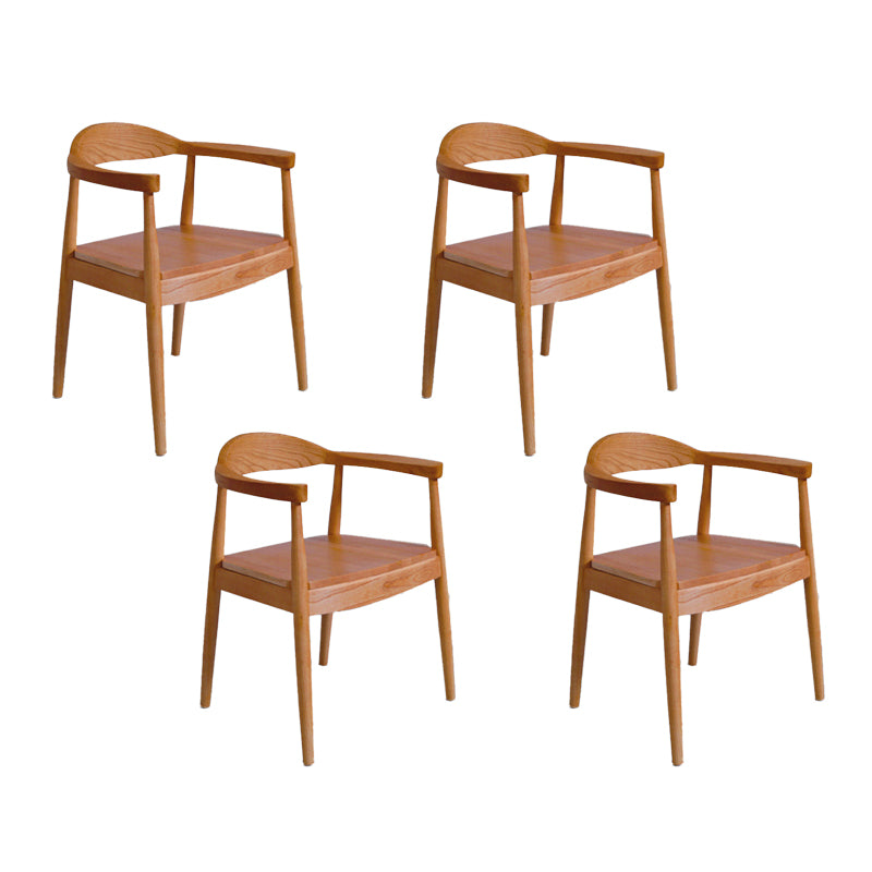 Silla de madera de fresno de estilo tradicional, juego de sillas de comedor de cocina con brazo trasero abierto