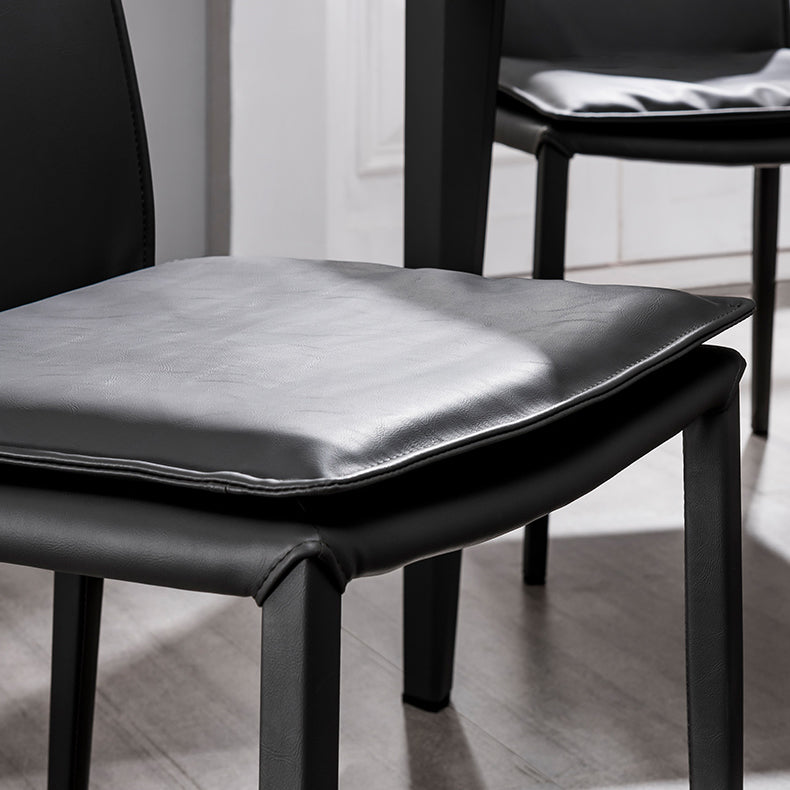 Modern Indoor-Outdoor Dining Room Chairs Leather Dining Armless Chairs (Set of 2)