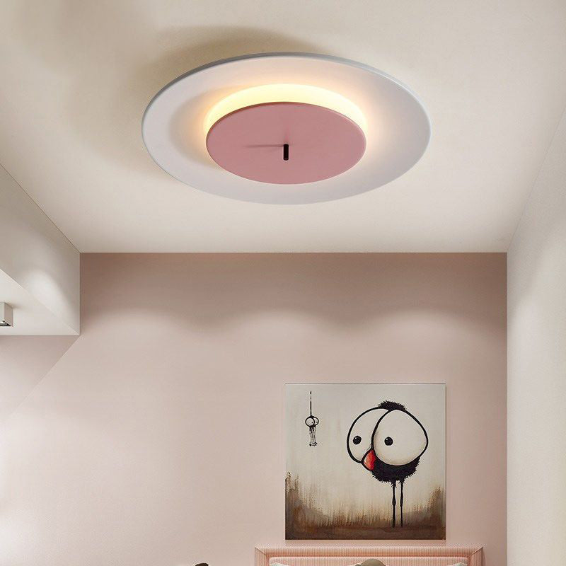 Wrought Iron LED Flush Mount in Modern Simplicity Acrylic Circular Ceiling Light for Cloakroom