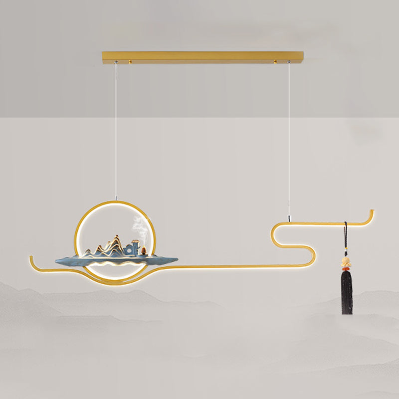 Metal Hanging Pendant Lights Modern 2-Light Linear Hanging Lamps for Tea Room