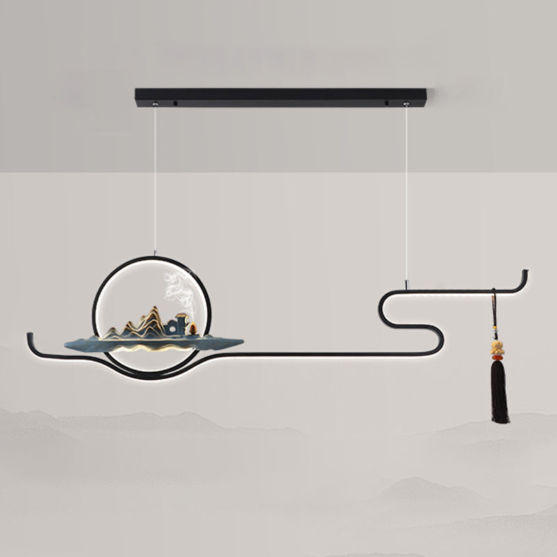 Metal Hanging Pendant Lights Modern 2-Light Linear Hanging Lamps for Tea Room