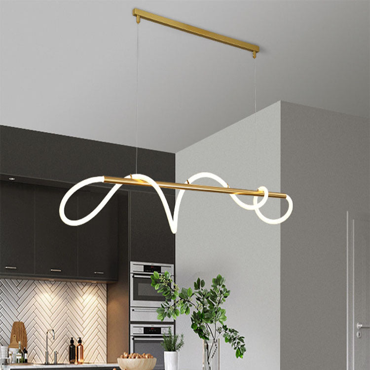 Linear Island Pendant Gold Modern Ceiling Pendant Light for Dining Room