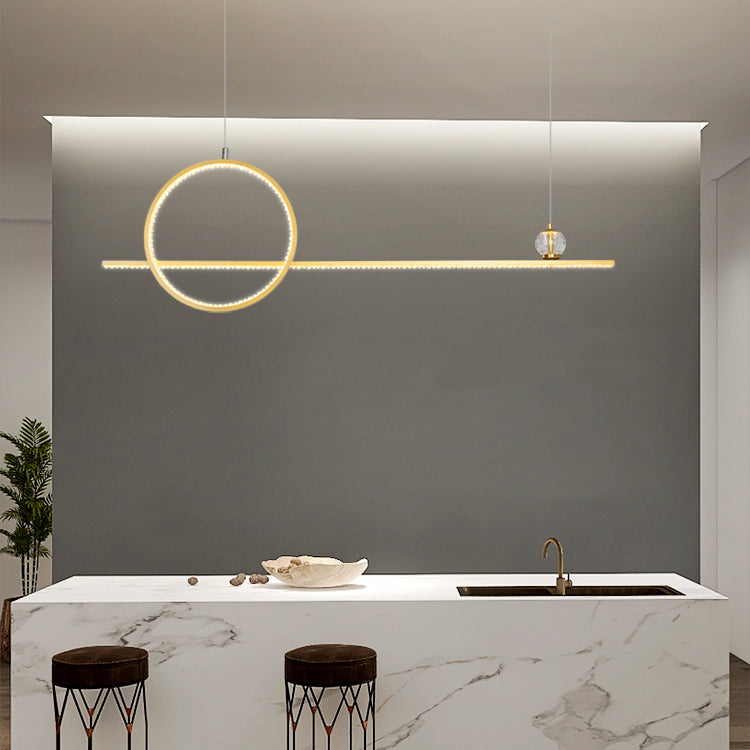 Modern Island Light Linear 2-Light Crystal Chandelier Lights for Dining Room