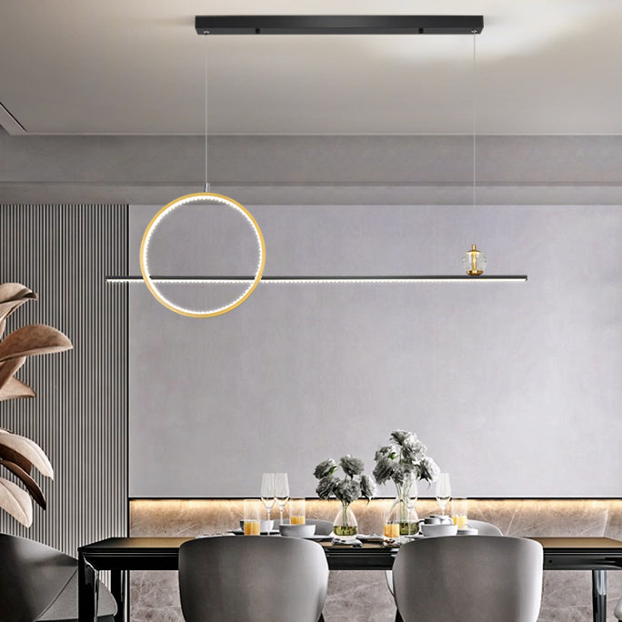 Modern Island Light Linear 2-Light Crystal Chandelier Lights for Dining Room