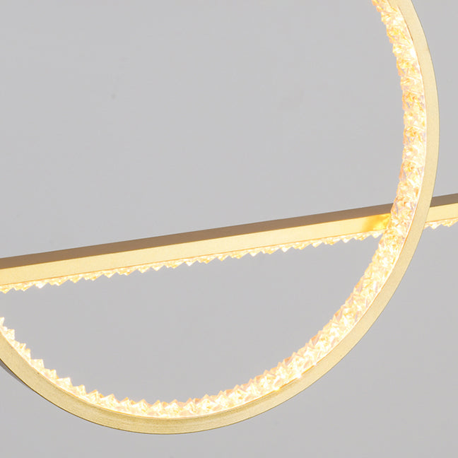 Modern Island Light Linear 2-Light Crystal Chandelier Lights for Dining Room