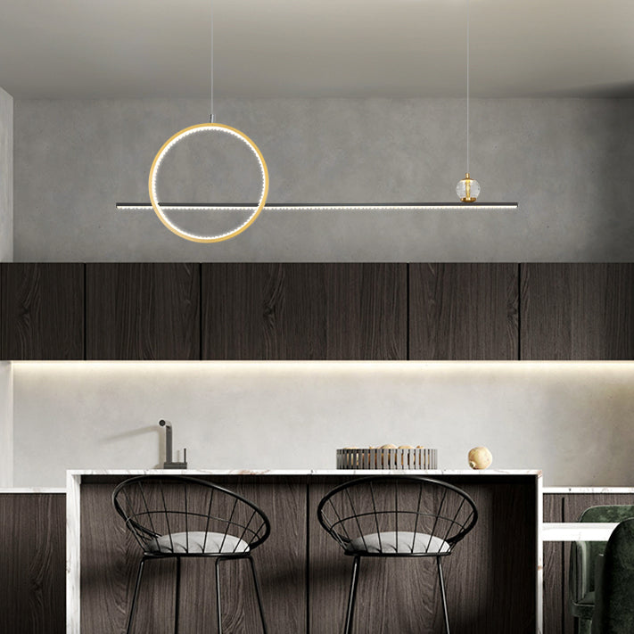 Modern Island Light Linear 2-Light Crystal Chandelier Lights for Dining Room