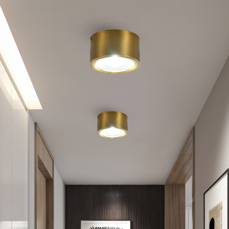 Cylinder Shape LED Ceiling Lamp Modern Aluminium 1 Light Flush Mount for Aisle Bedroom