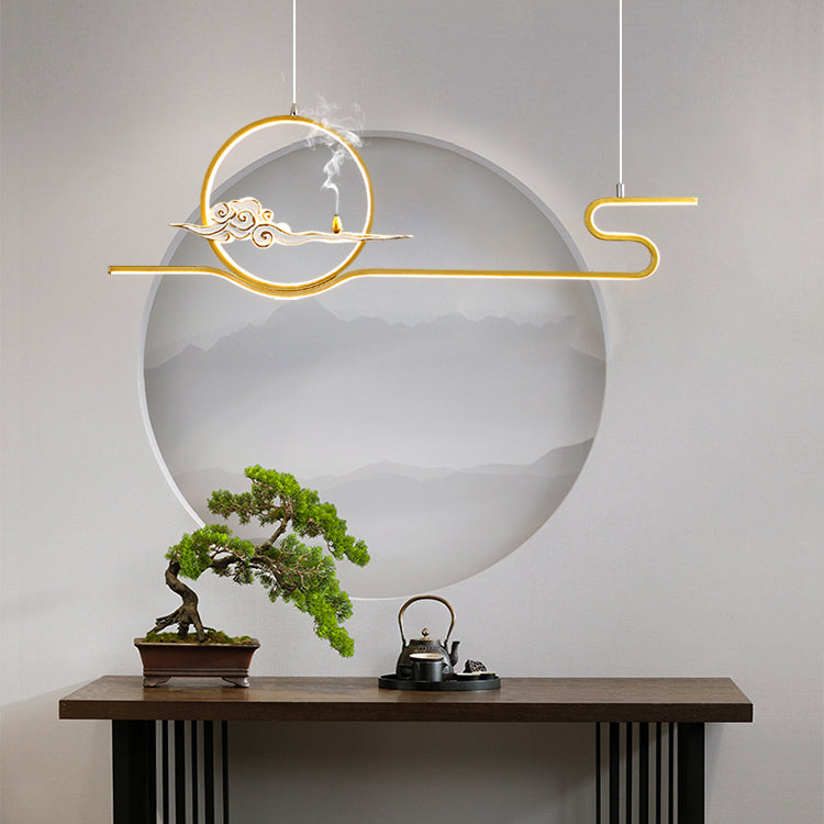 Resin Hanging Pendant Lights Modern Linear Hanging Lamps for Dining Room