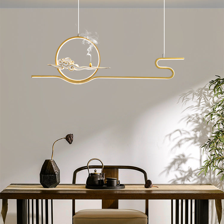 Resin Hanging Pendant Lights Modern Linear Hanging Lamps for Dining Room