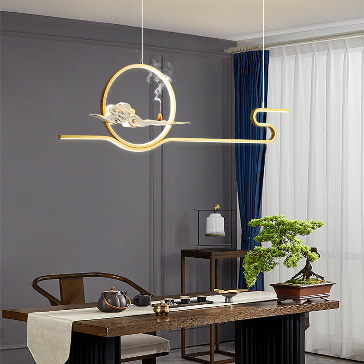 Resin Hanging Pendant Lights Modern Linear Hanging Lamps for Dining Room