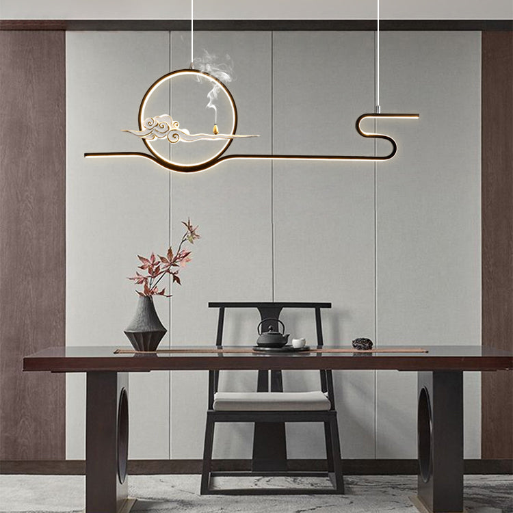 Resin Hanging Pendant Lights Modern Linear Hanging Lamps for Dining Room