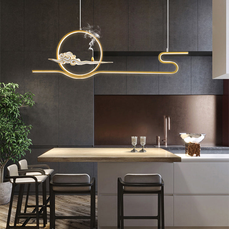 Resin Hanging Pendant Lights Modern Linear Hanging Lamps for Dining Room