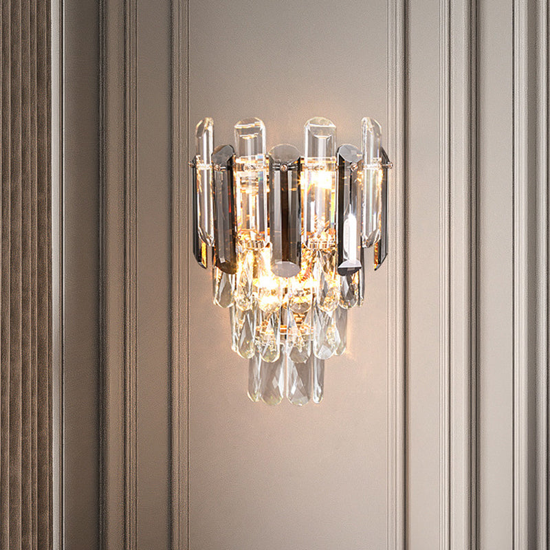 Geometric Shade 3-Lights Wall Sconce Modern Style Crystal Wall Mount Light Fixture