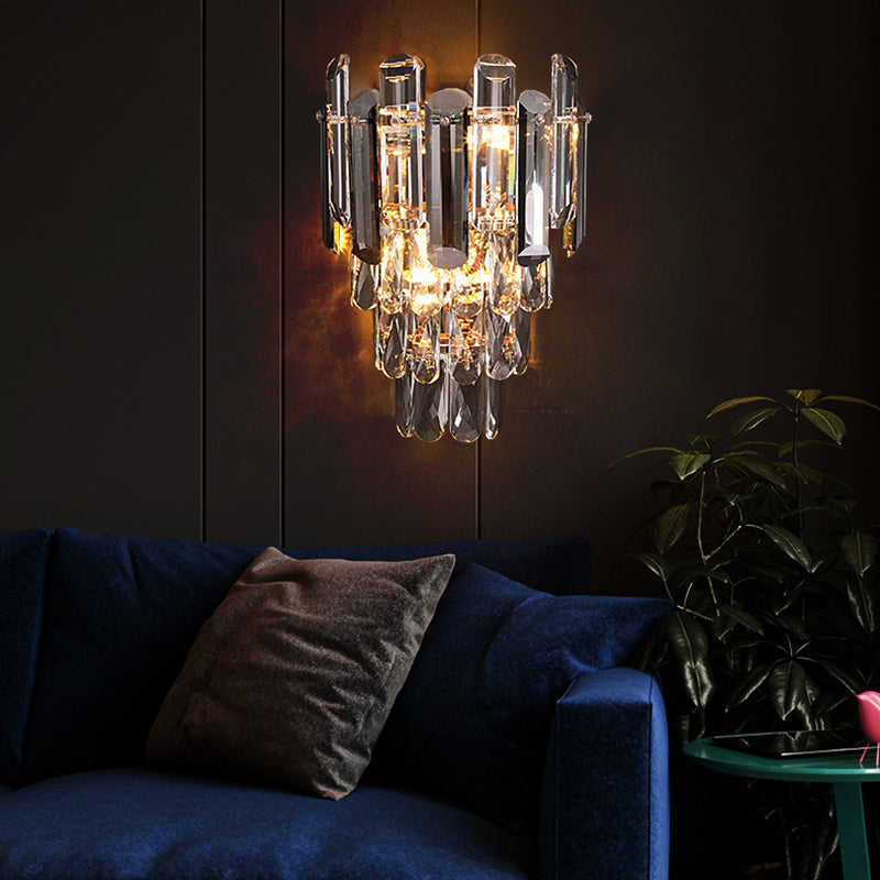 Geometric Shade 3-Lights Wall Sconce Modern Style Crystal Wall Mount Light Fixture