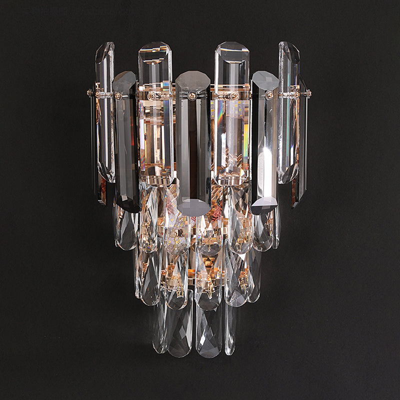 Geometric Shade 3-Lights Wall Sconce Modern Style Crystal Wall Mount Light Fixture