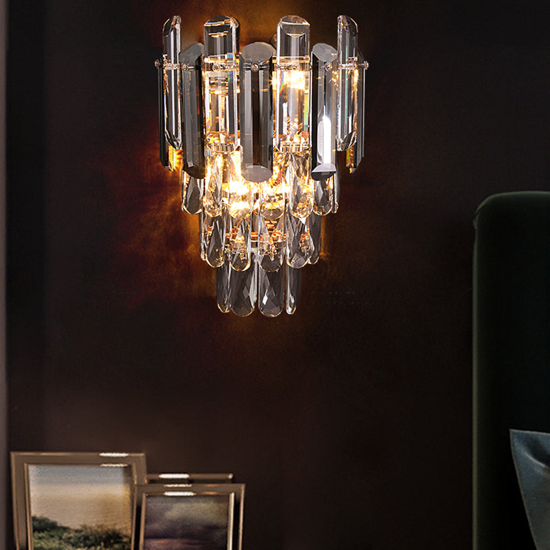 Geometric Shade 3-Lights Wall Sconce Modern Style Crystal Wall Mount Light Fixture