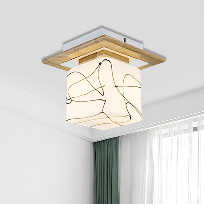 Frosted Glass Geometrische Flush Mount Light Nordic 1 Light Flush Ceiling Light Halterung in Weiß für Korridor