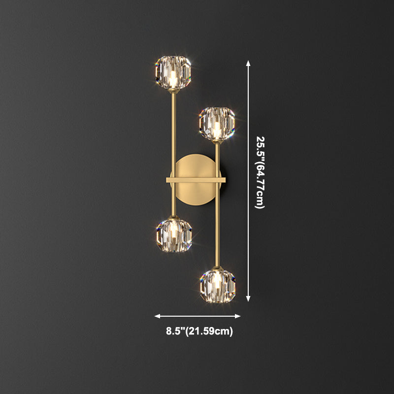 Geometric Shade Multi-Lights Wall Sconce Modern Style Crystal Wall Mount Light Fixture in Gold
