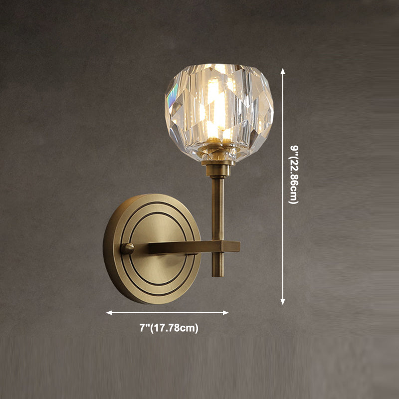 Ball Shade Multi-Lights Wall Sconce Modern Style Crystal Wall Mount Light Fixture in Brass