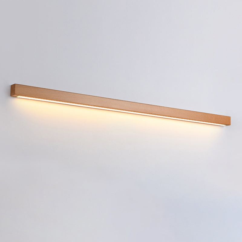 1 Light Wood Linear Wall Lighting Modern Style Wall Mounted Light Fixture in Brown
