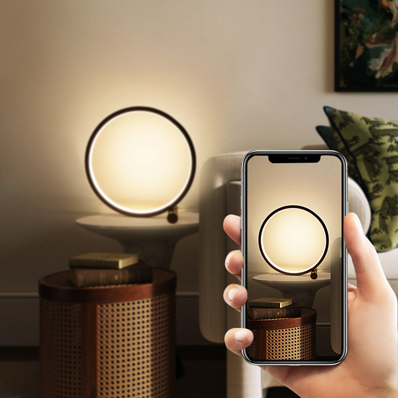 Lampada da tavolo notturna a forma di cerchio moderna 1 comodino leggero lampada
