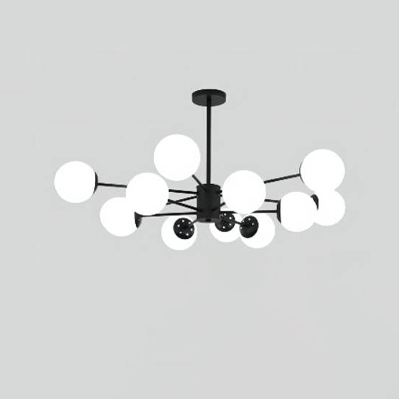 Multi Light Spherical Branch Hanging Lights Modern Style Glass Hanging Lighting in Black