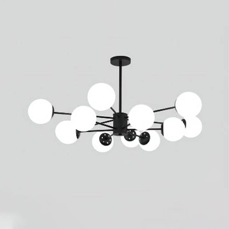 Multi Light Spherical Branch Hanging Lights Modern Style Glass Hanging Lighting in Black