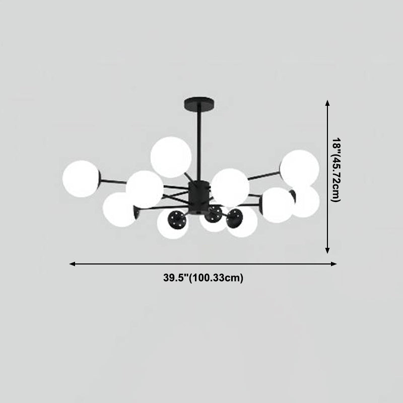 Multi Light Spherical Branch Hanging Lights Modern Style Glass Hanging Lighting in Black