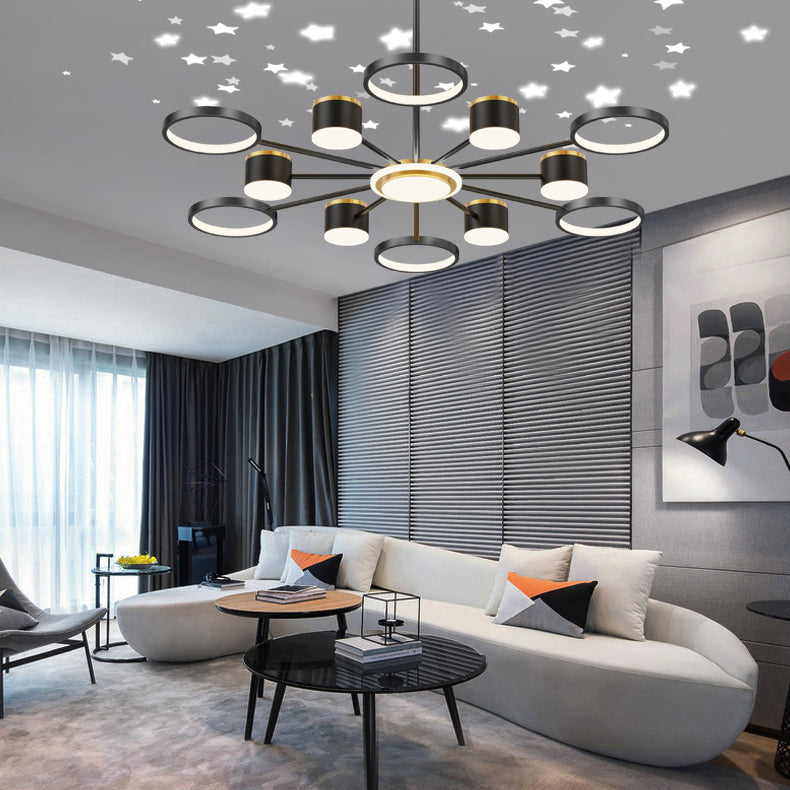 Black Iron Hanging Pendant Lights Contemporary Hanging Lamps for Living Room