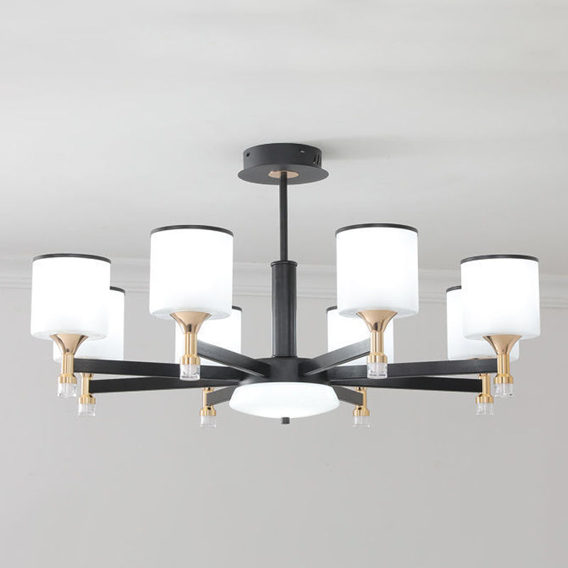 Glass Ceiling Hung Fixtures Modern Cylinder Pendant Lighting for Living Room