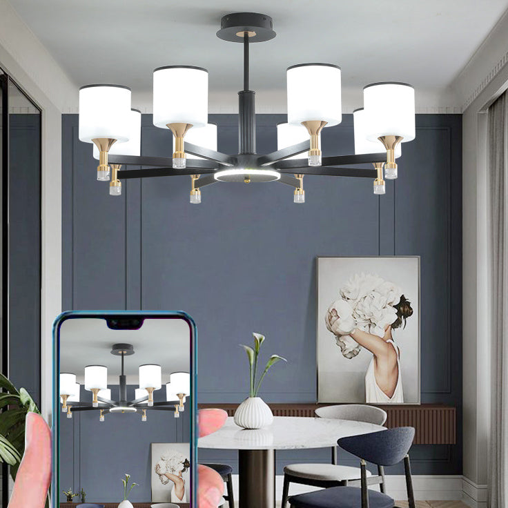 Glass Ceiling Hung Fixtures Modern Cylinder Pendant Lighting for Living Room