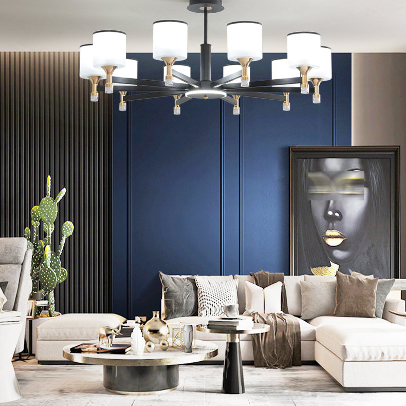 Glass Ceiling Hung Fixtures Modern Cylinder Pendant Lighting for Living Room