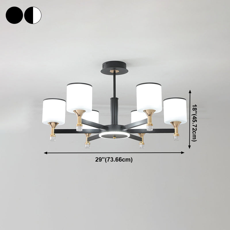 Glass Ceiling Hung Fixtures Modern Cylinder Pendant Lighting for Living Room